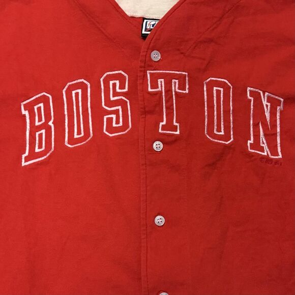 Vintage Boston Red Sox Button Jersey Mens 2XL Red MLB Baseball Pro Player 90s - Picture 8 of 10